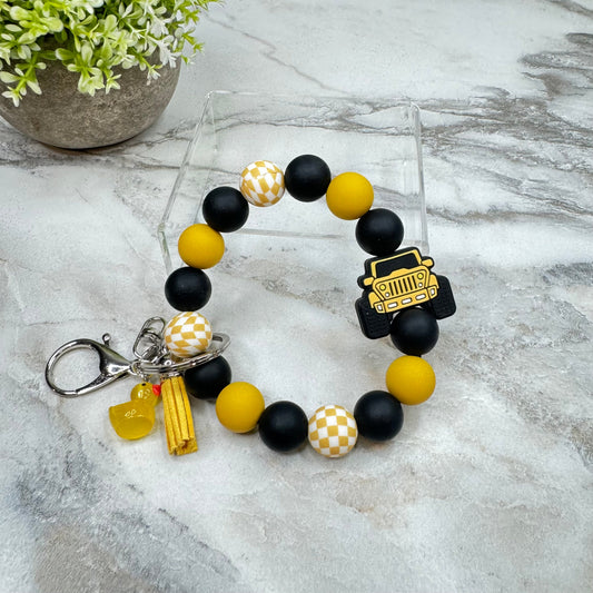 Silicone Bracelet Keychain - Duck Duck Jeep - Yellow