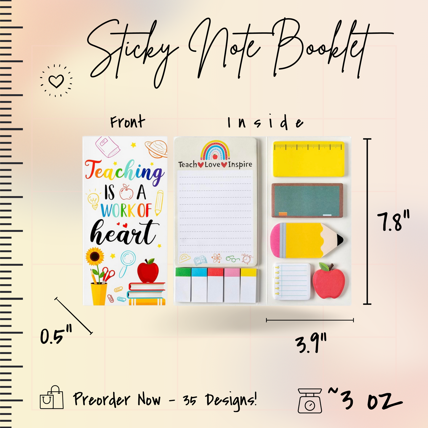 Sticky Note Booklet Set - Teaching Heart (Black Background)